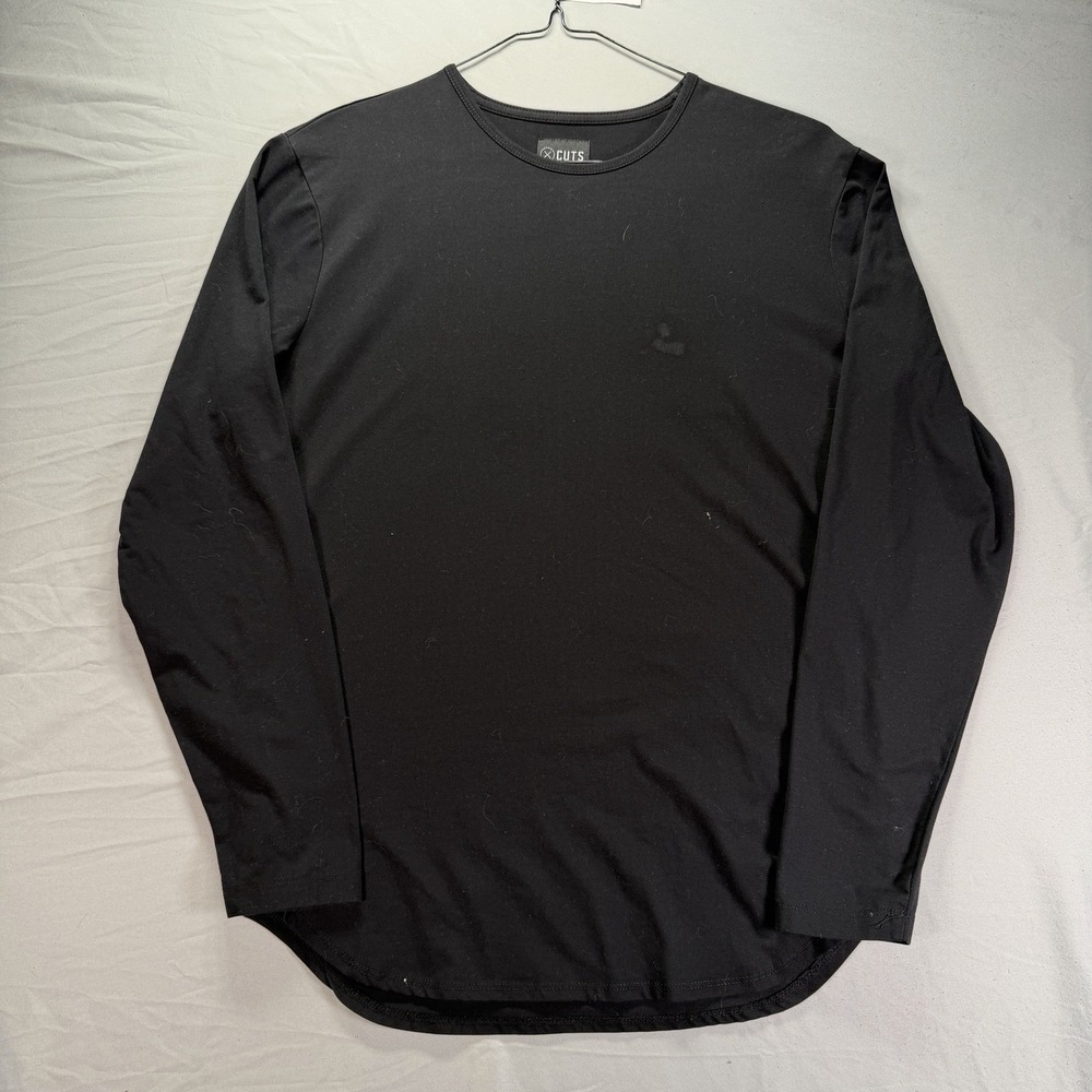 Cuts Shirt Mens Large Black Long Sleeve Elongated Crewneck Stretch Pyca Pro